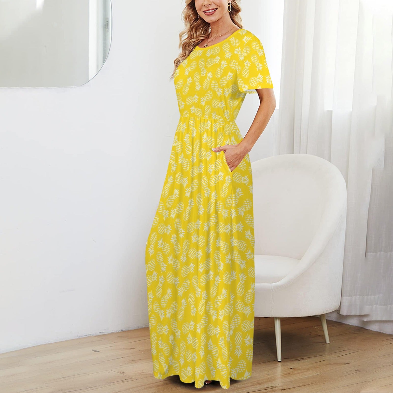 Yellow Pineapple Maxi Dress