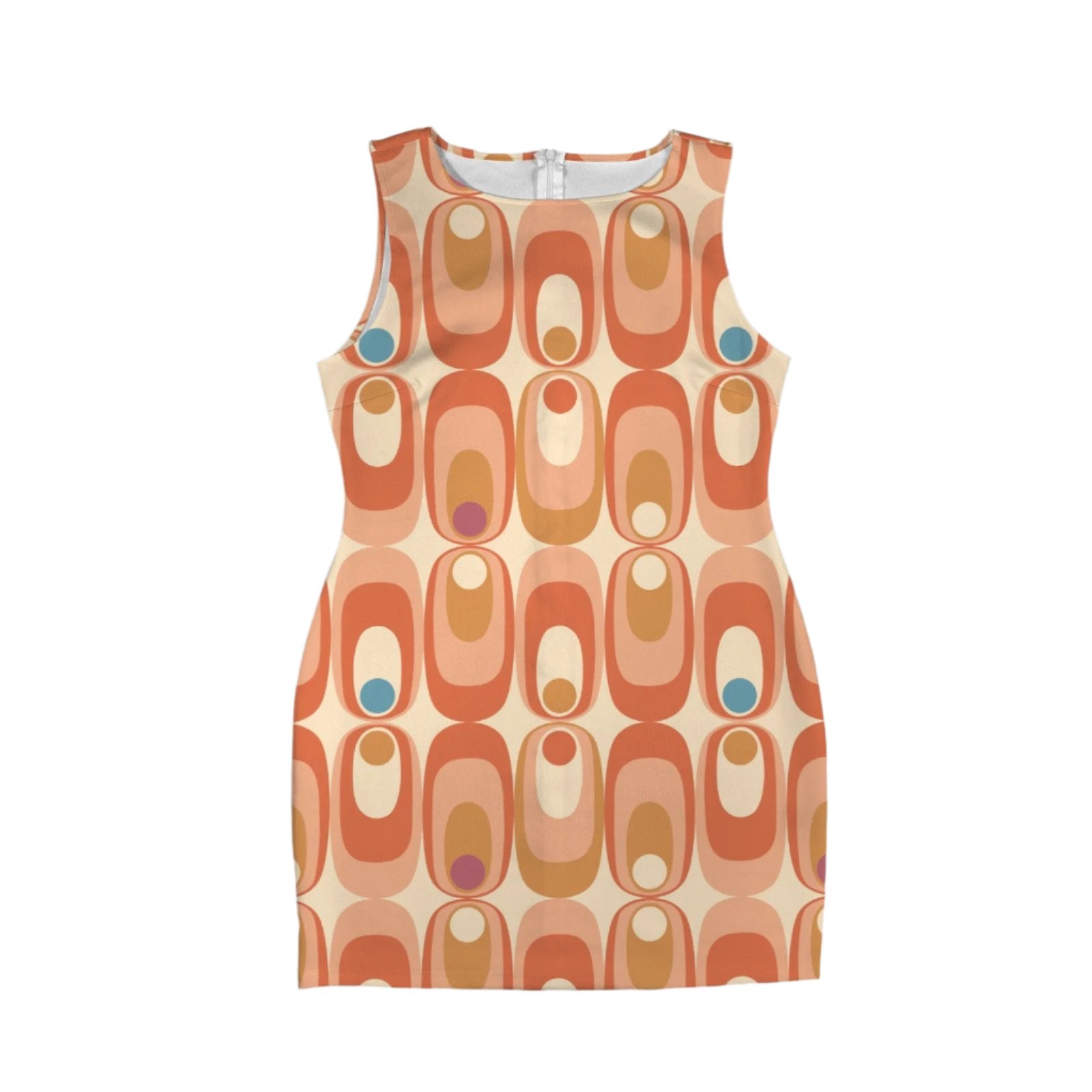 Mod 60s space Age geometric brown  beige Shift Dress