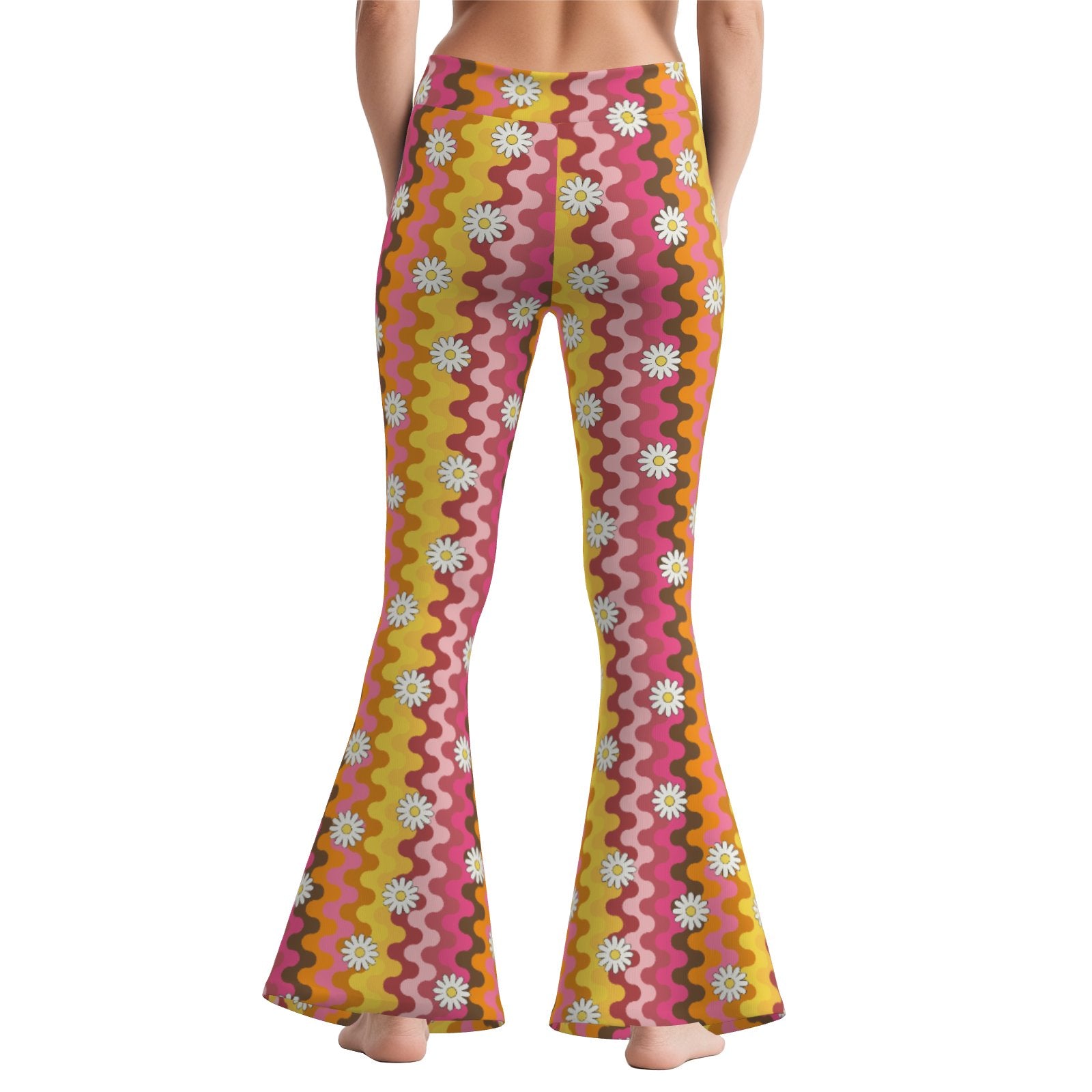 70s Multicolor Bell Bottom Pants | Retro Hippie Wide Leg Yoga Pants | Floral Stripe Flare Leggings Women | Trendy Hip Buys