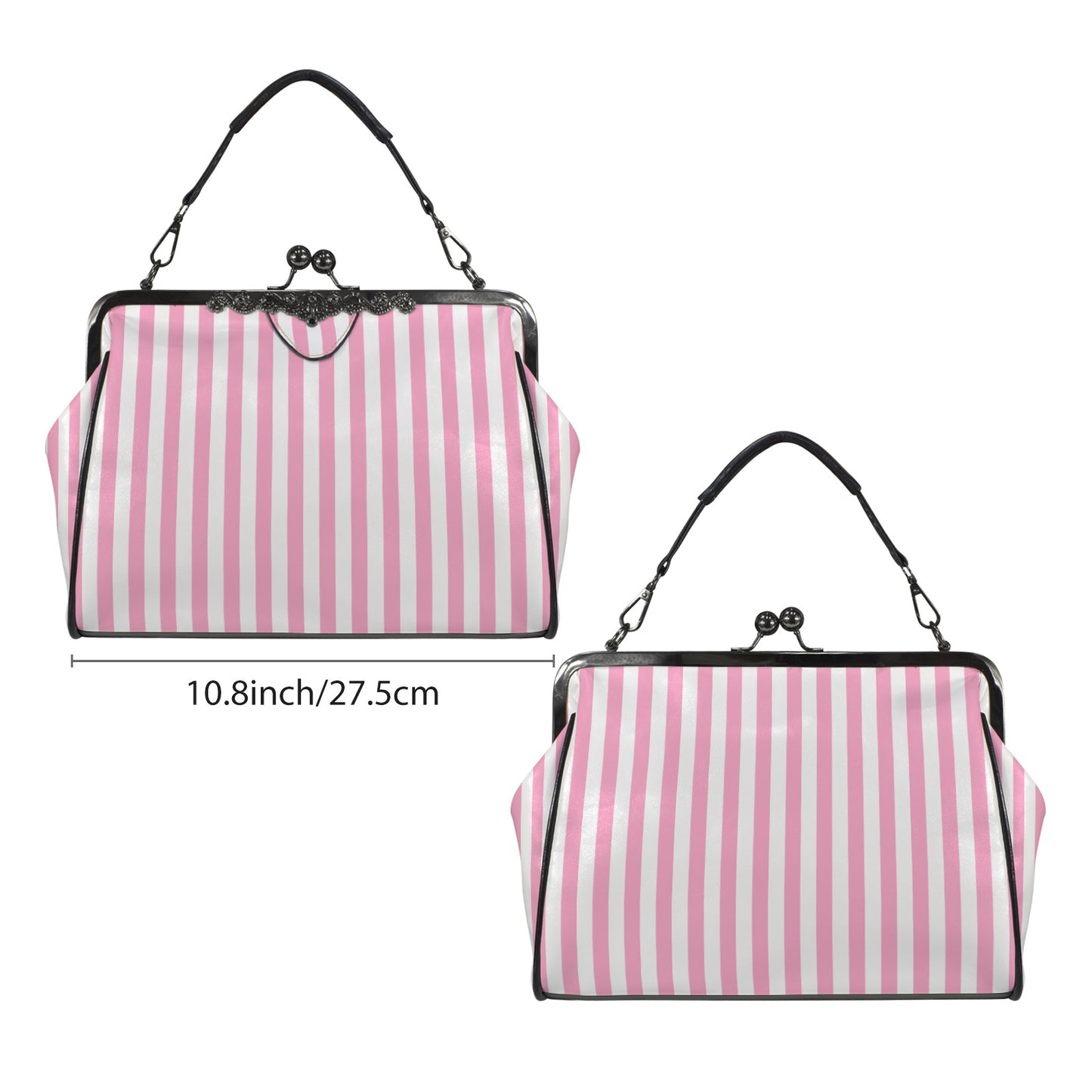 Retro 60s Pink and White Stripe Handbag | Vintage Clasp Purse | Chic Retro Purse | Trendy Hip Buys
