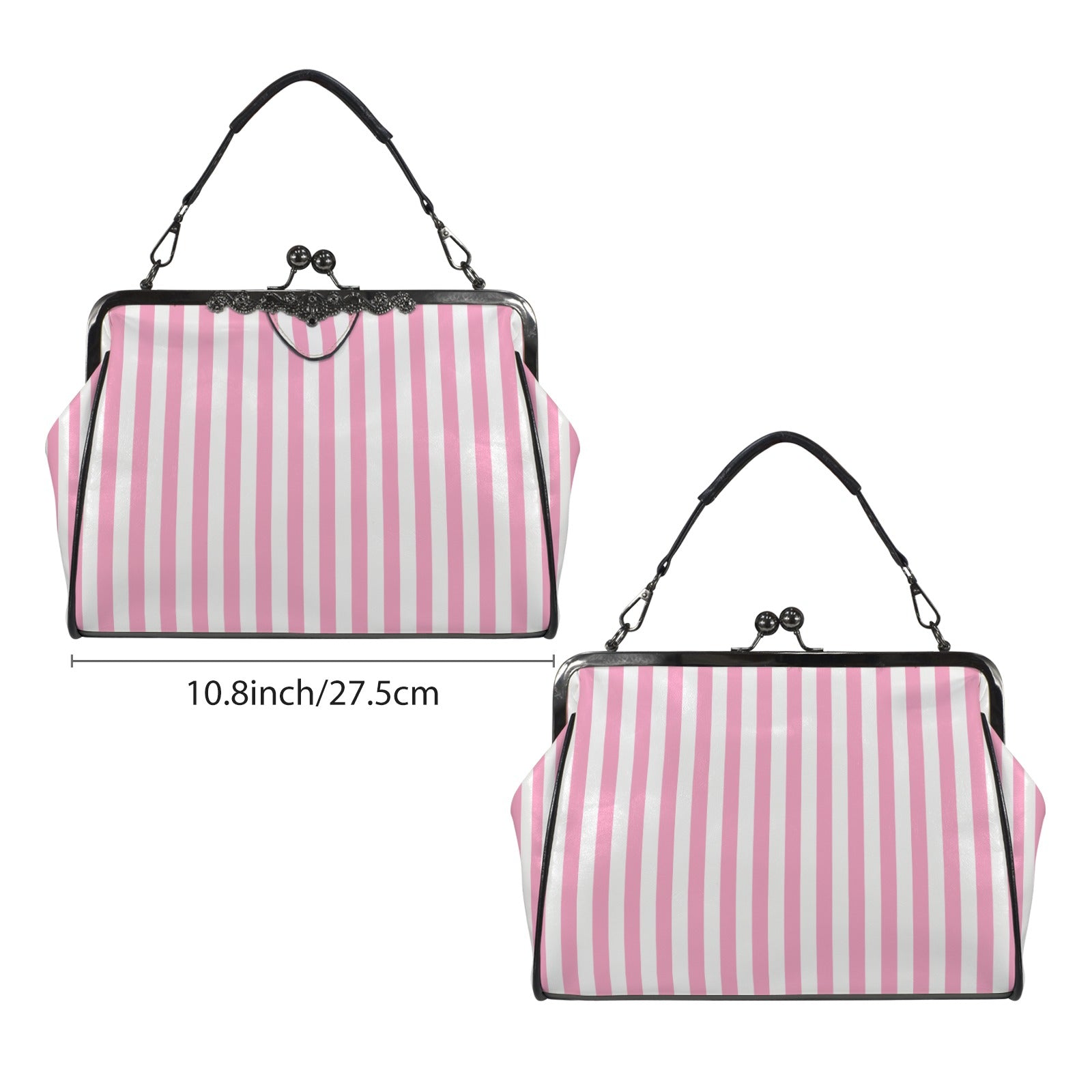 Retro 60s Pink and White Stripe Handbag | Vintage Clasp Purse | Chic Retro Purse | Trendy Hip Buys