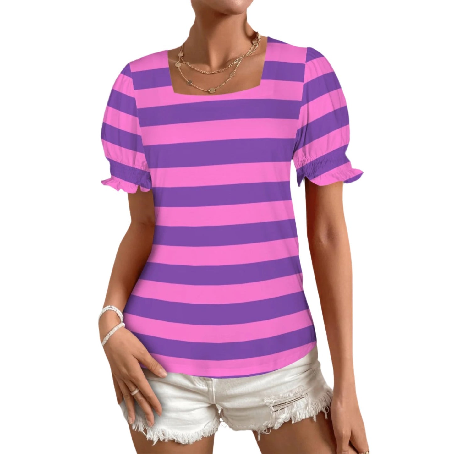 Purple Pink Stripe Babydoll Tshirt