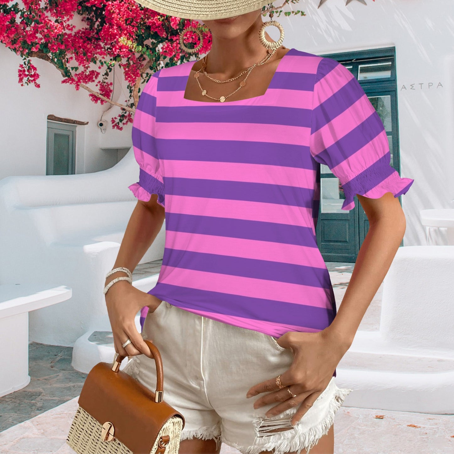 Purple Pink Stripe Babydoll Tshirt