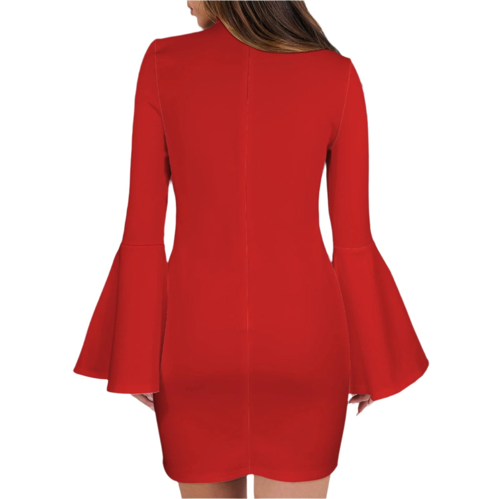 Red Bell Sleeve Mini Dress