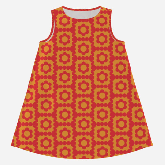 60s Mod Red Floral Tent Dress | Retro Go-Go Mini Dress | Vintage Style Dress, Red Trapeze Dress