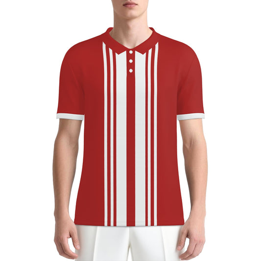 Retro Red Polo Shirt | UPF 50+ Sun Protection Polo | 50s 60s Vintage Style Golf Shirt | Unisex Polo Top | Trendy Hip Buys