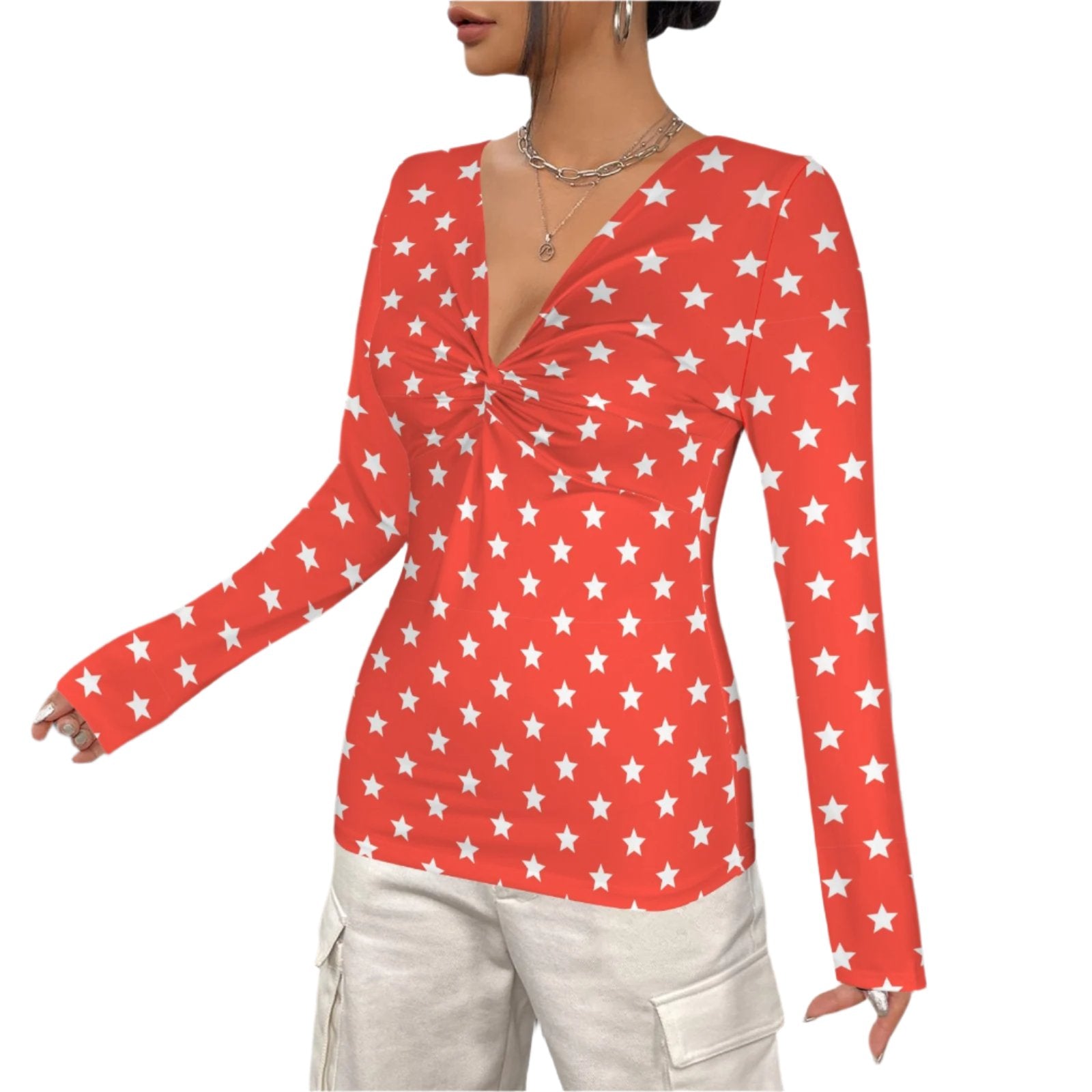 Star Print Ruche Top