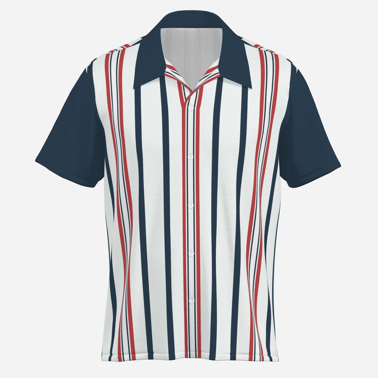 Men’s 50s Style Shirt | Retro Red Blue Stripe Shirt | Vintage Nautical Rockabilly Shirt Men 