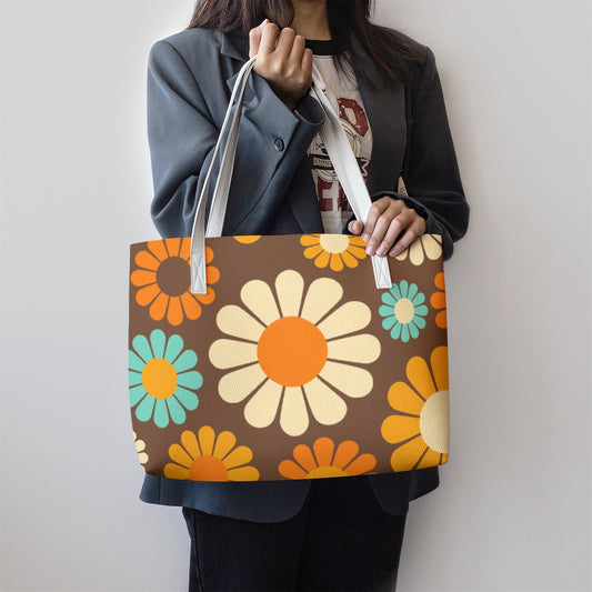 retro handbag, 60s mod brown PU leather handbag