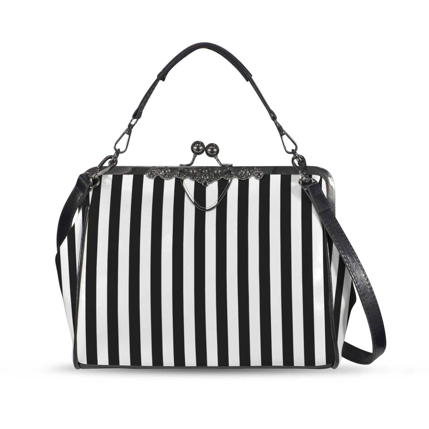 Retro 60s Black and White Stripe Handbag | Vintage Clasp Purse | Mod Crossbody Bag | Trendy Hip Buys