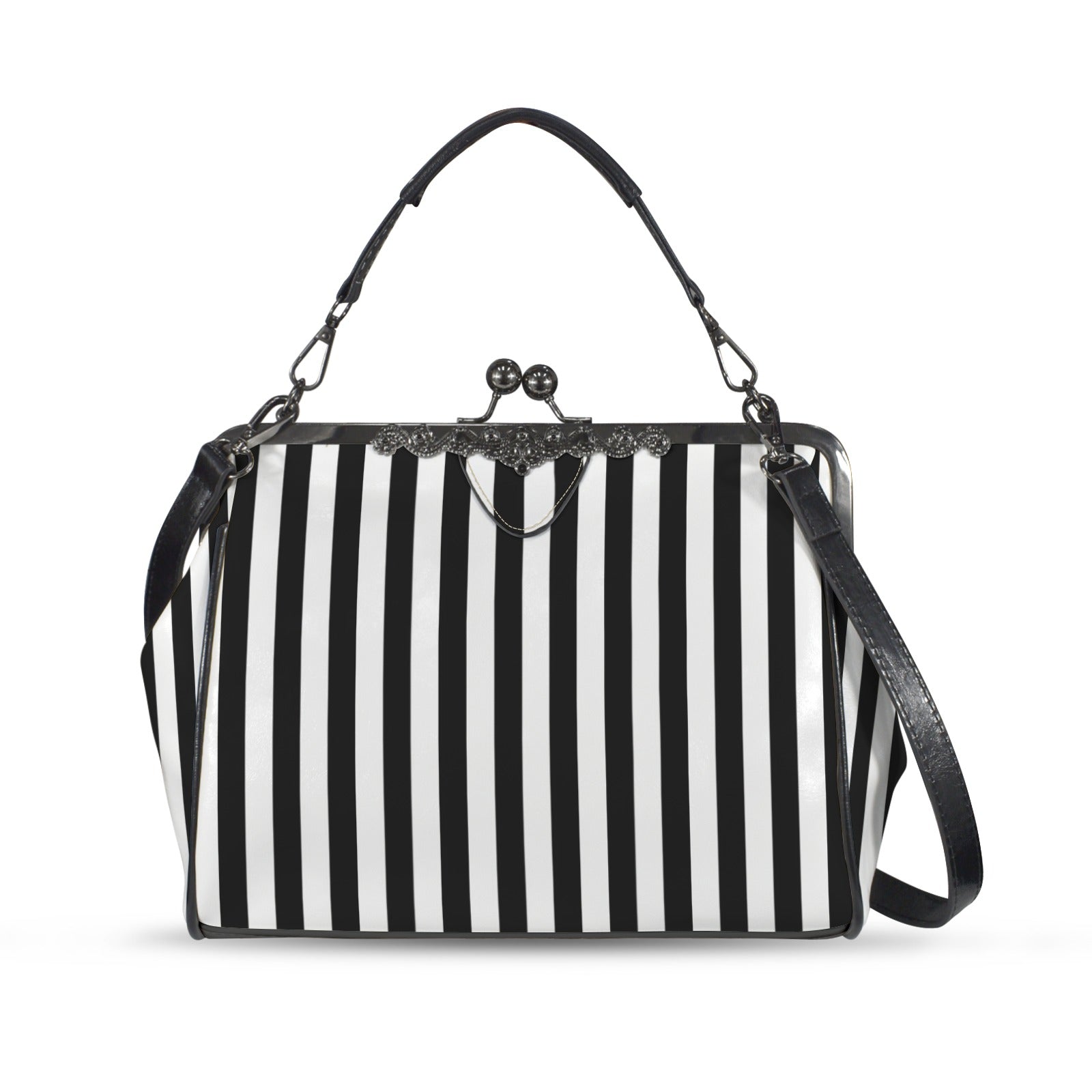 Retro 60s Black and White Stripe Handbag | Vintage Clasp Purse | Mod Crossbody Bag | Trendy Hip Buys