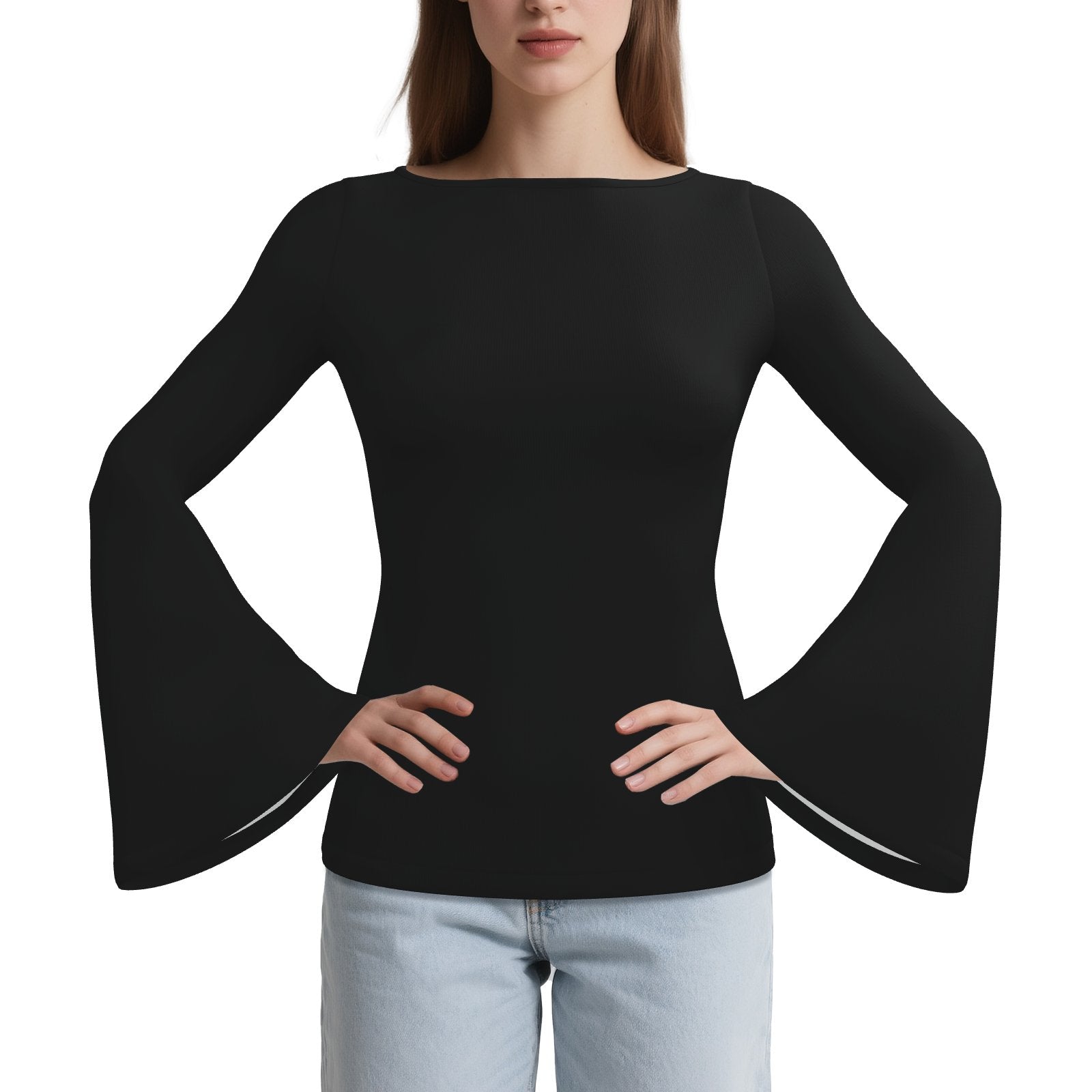 70s inspired Black Bell Sleeve T-Shirt | Retro 70s Top | Vintage 70s style Bell Sleeve Top