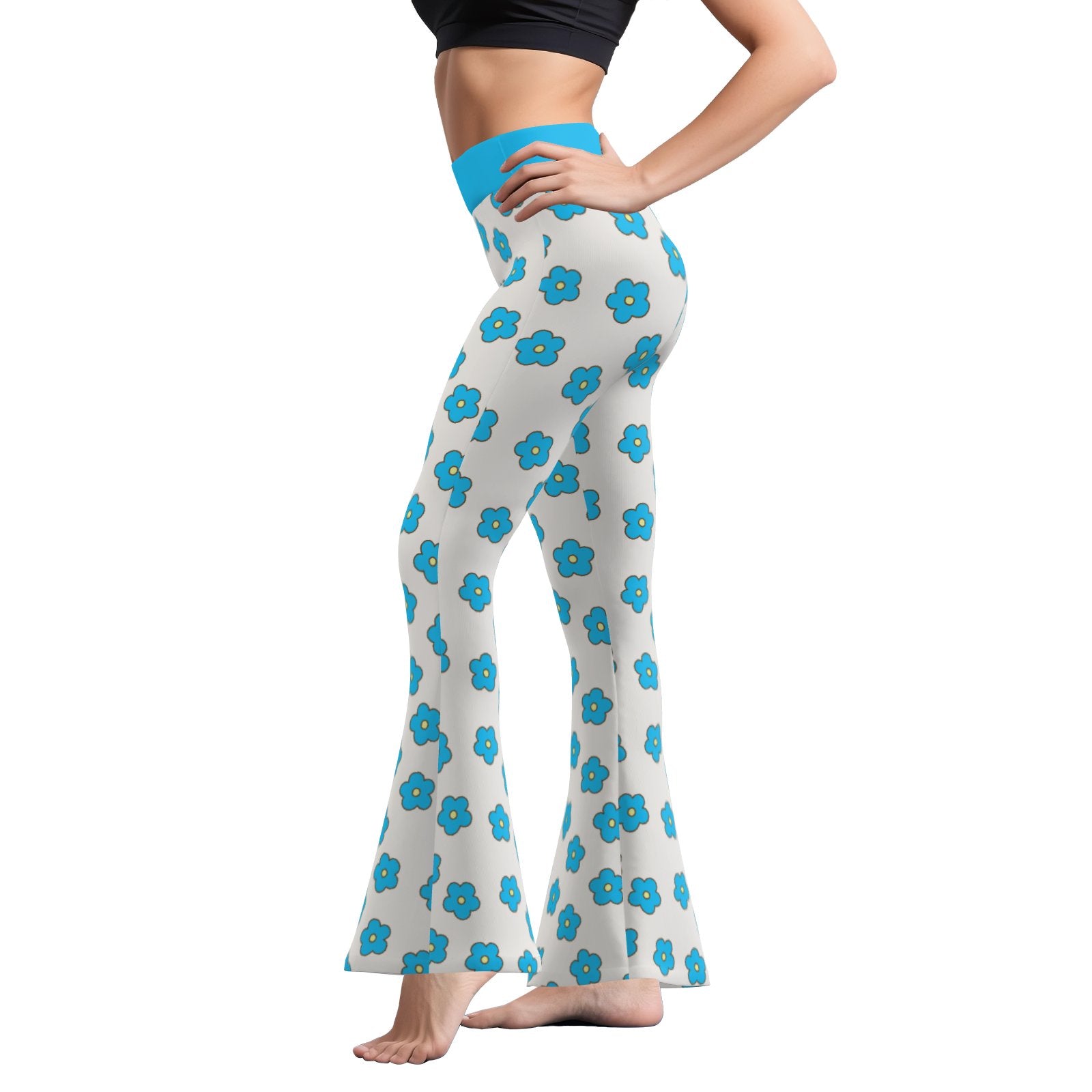 70s Turquoise Bell Bottom Pants | Retro Wide Leg Yoga Pants | Vintage Flare Leggings Women | Trendy Hip Buys