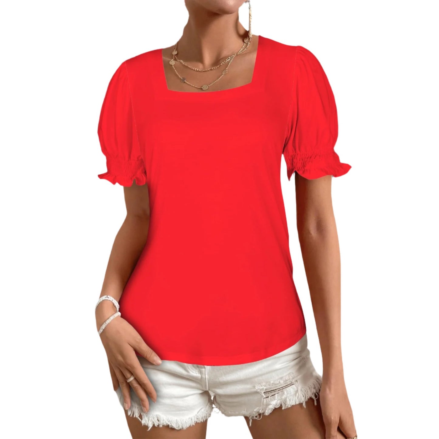 red Babydoll Puff sleeve Tshirt