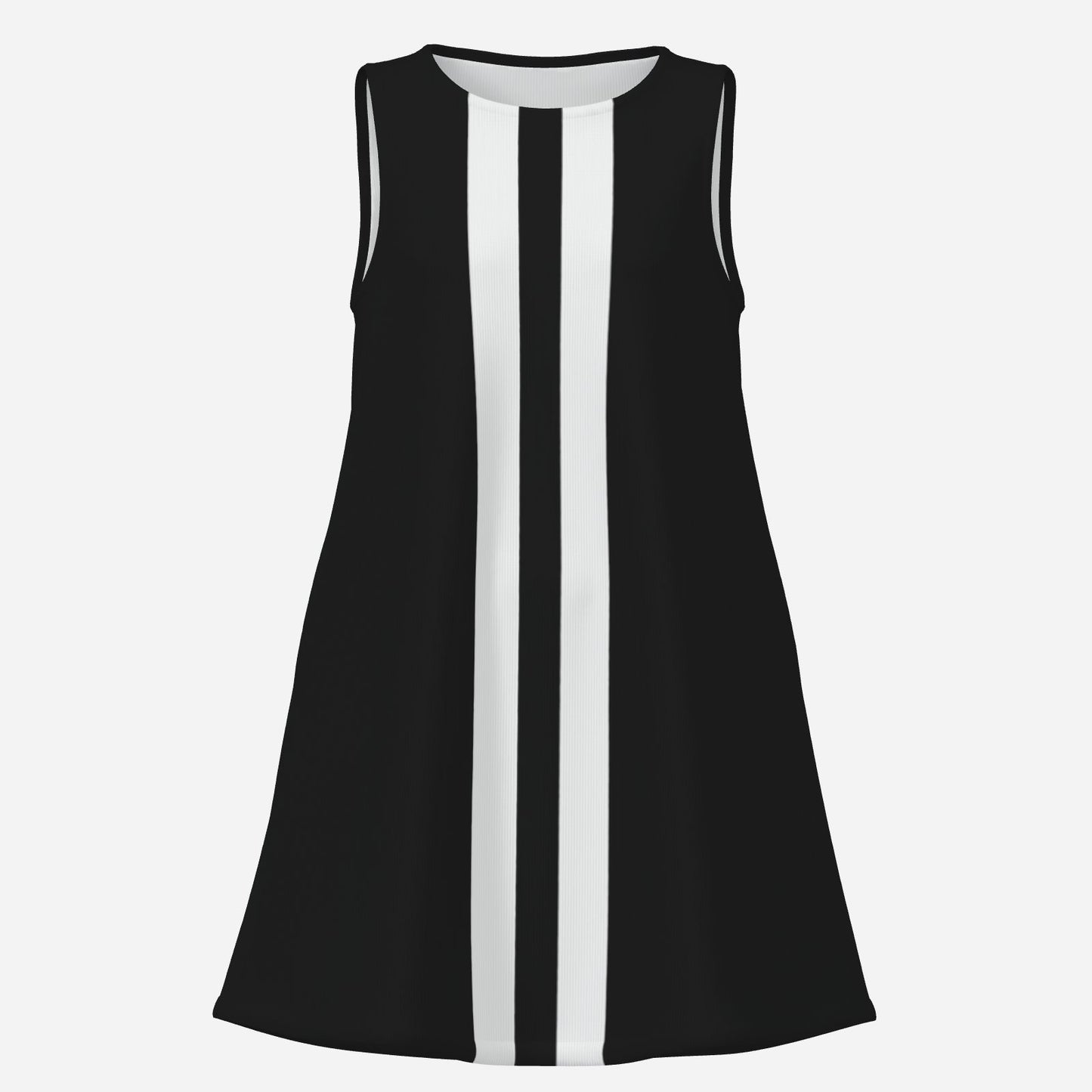 60s Mod Mini Dress | Black Sleeveless Tent Dress | Vintage 60s White Stripe Mod Dress