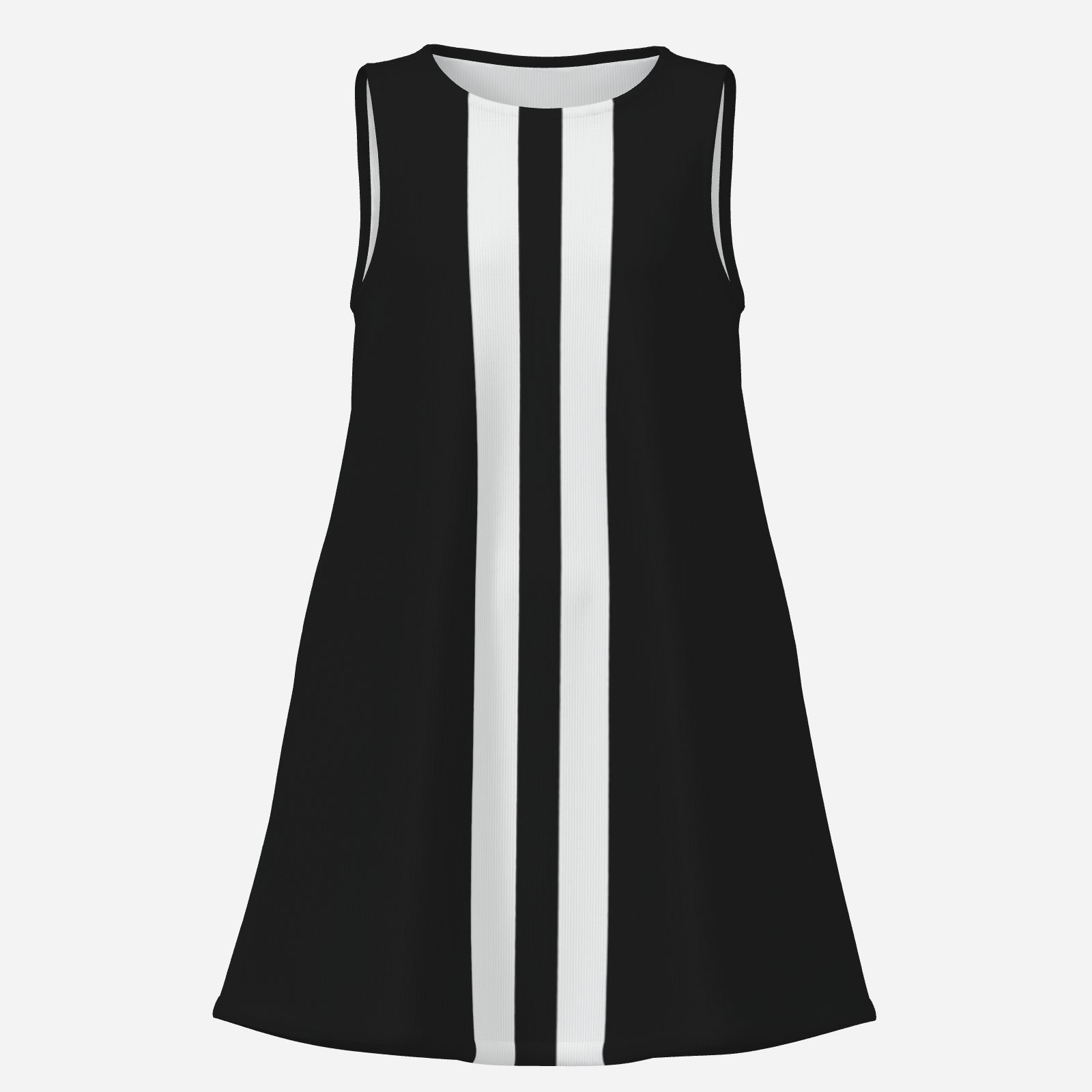 60s Mod Mini Dress | Black Sleeveless Tent Dress | Vintage 60s White Stripe Mod Dress