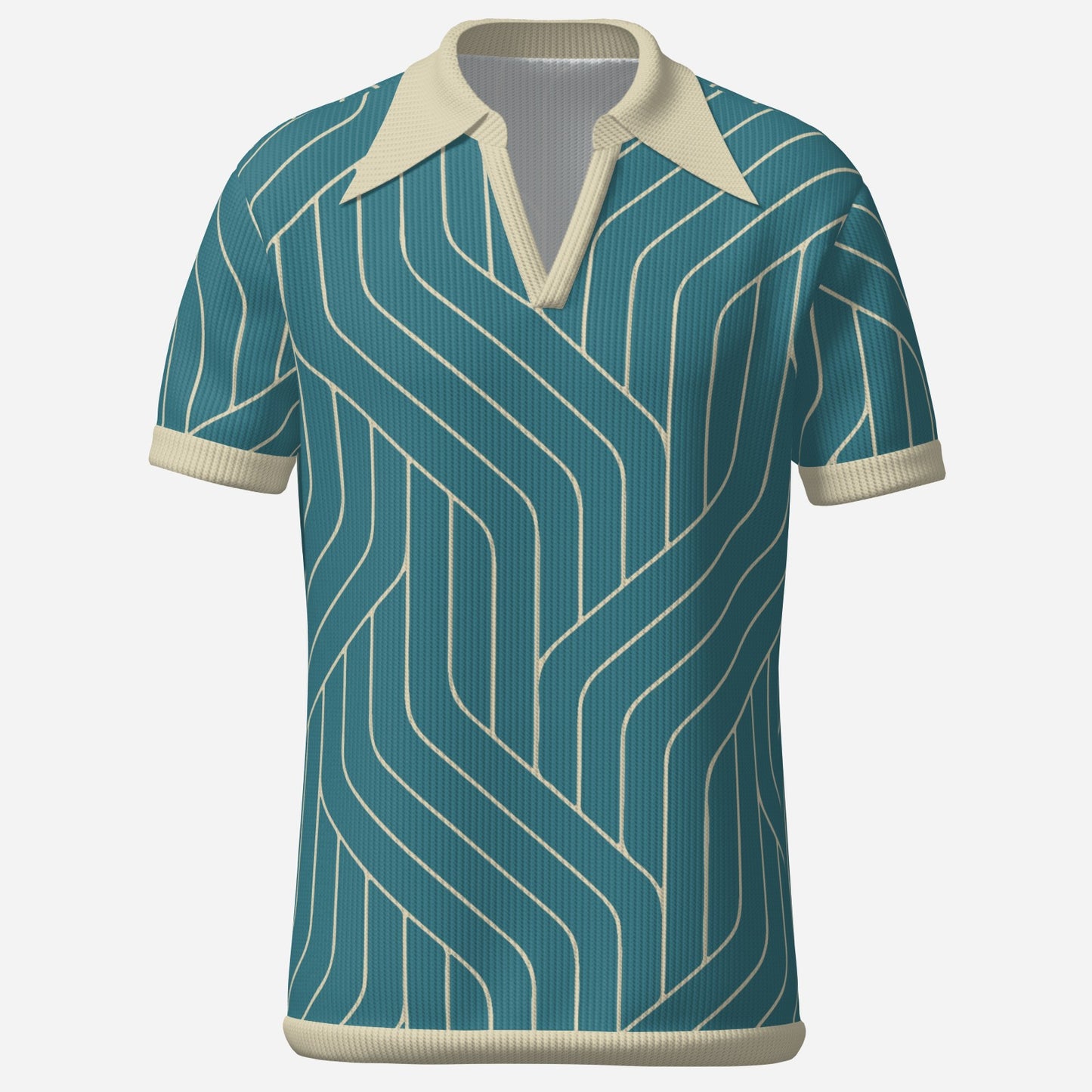Retro Polo Shirt, Teal Polo Shirt, 70s Polo Shirt, Stripe Polo Shirt, Disco Stripe Polo Shirt