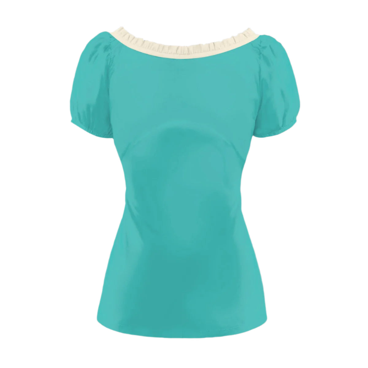 retro turquoise puff sleeve top