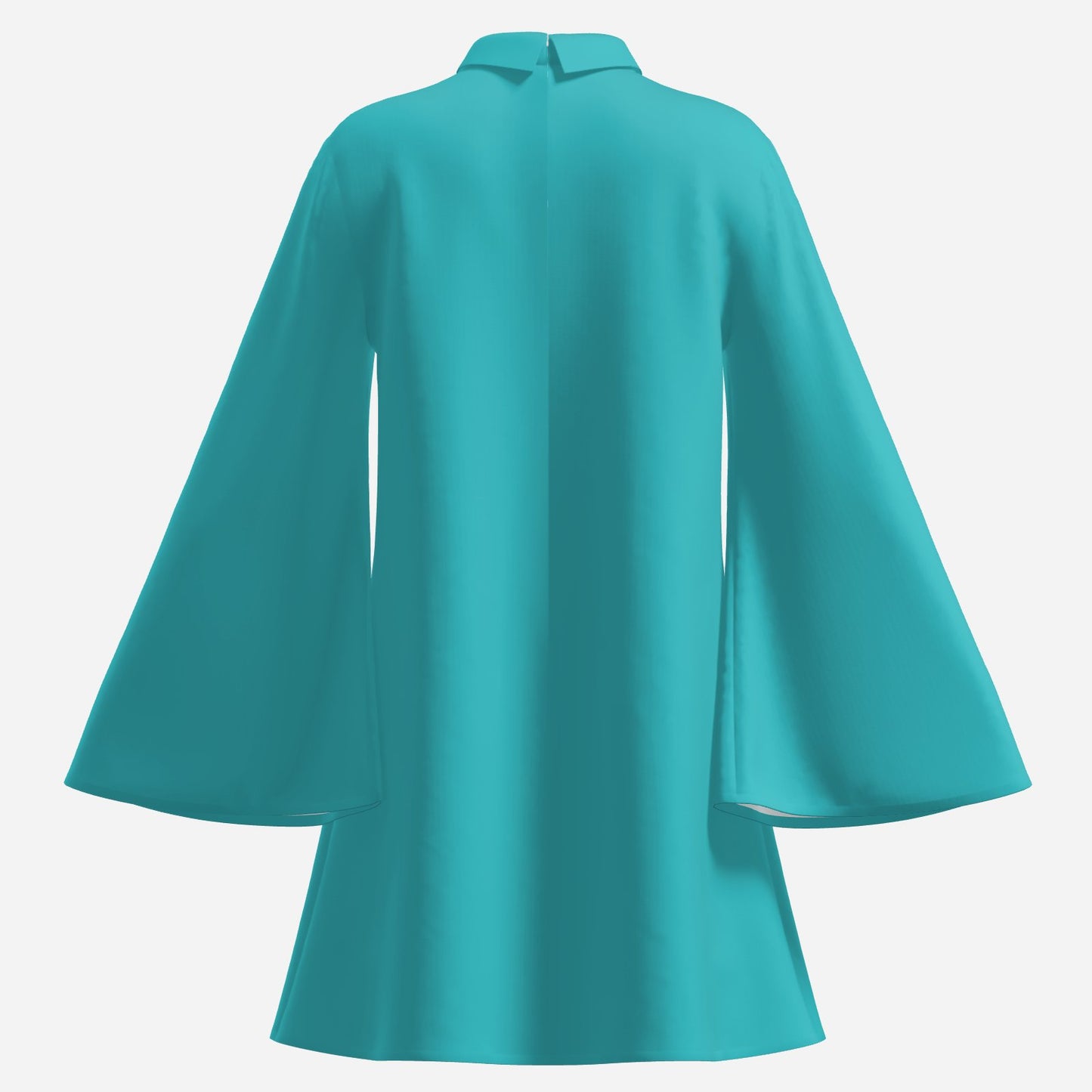 Vintage 70s Turquoise Bell Sleeve Dress | Retro Turtleneck Tent Dress | Boho Hippie Dress