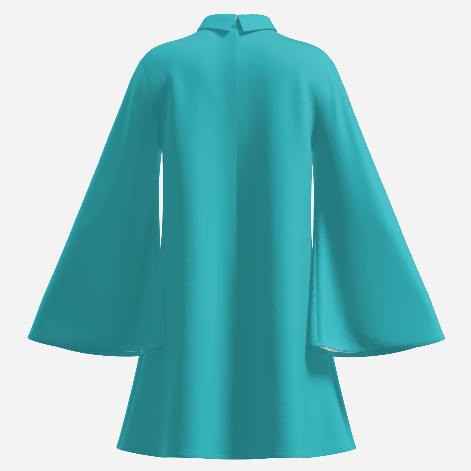 Vintage 70s Turquoise Bell Sleeve Dress | Retro Turtleneck Tent Dress | Boho Hippie Dress