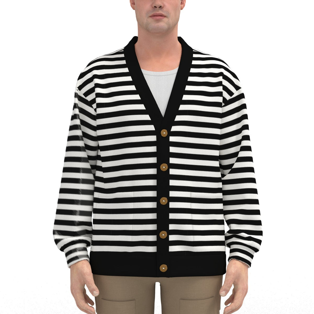 classic black stripe cardigan