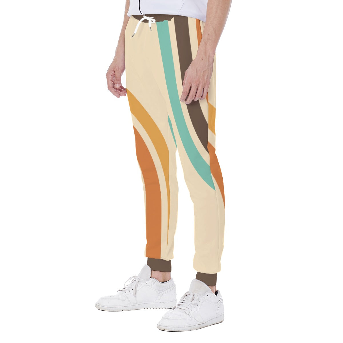 Unisex Eco Sweatpants | Retro Sweatpants | 70s Style Sweatpants | Beige Stripe Sweatpants