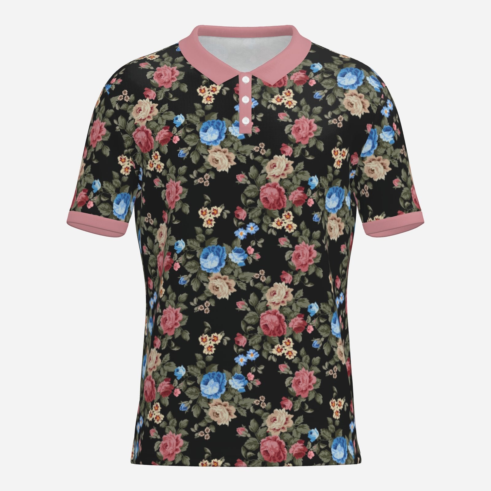 Retro Black Floral Polo Shirt UPF 50+ Sun Protection Unisex Polo