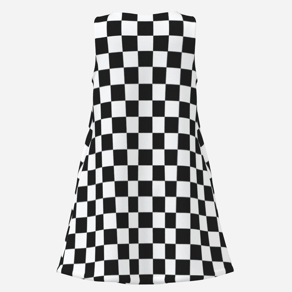 Women's 60s Mod Dress, Black & White Checker Go-Go Mini Dress, Sleeveless Retro Tent Dress, Vintage Inspired Dress