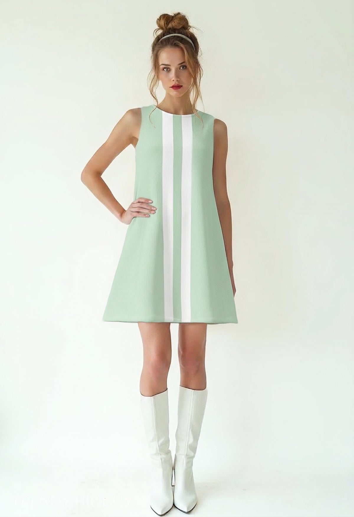 Women's Mod Dress, Mint Green 60s Style Dress, Sleeveless Tent Mini Dress, Vintage Inspired Go-Go Dress
