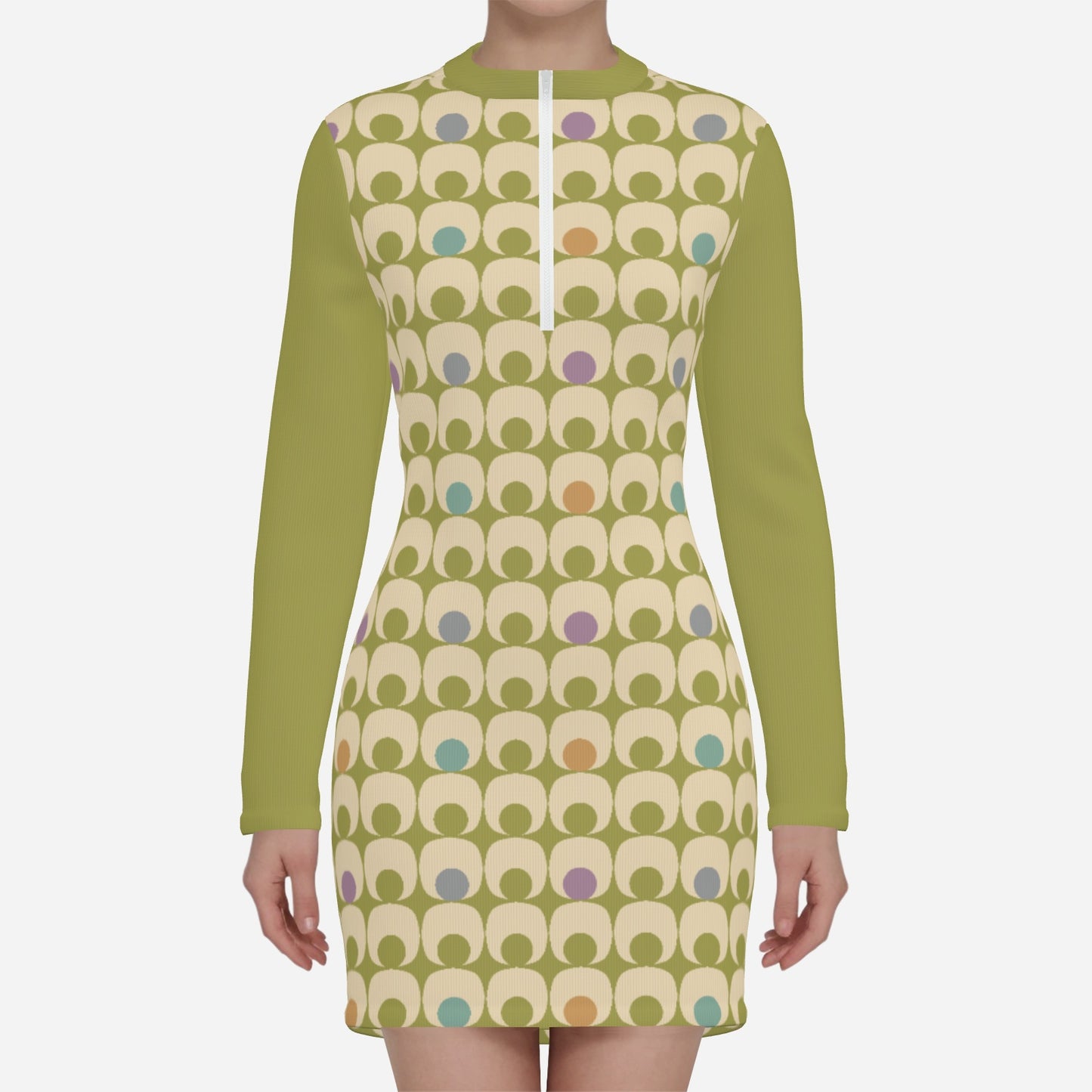 Mod Green 60s Dress Style | Vintage 60s Mini Dress | Geometric Retro GoGo Scuba Dress