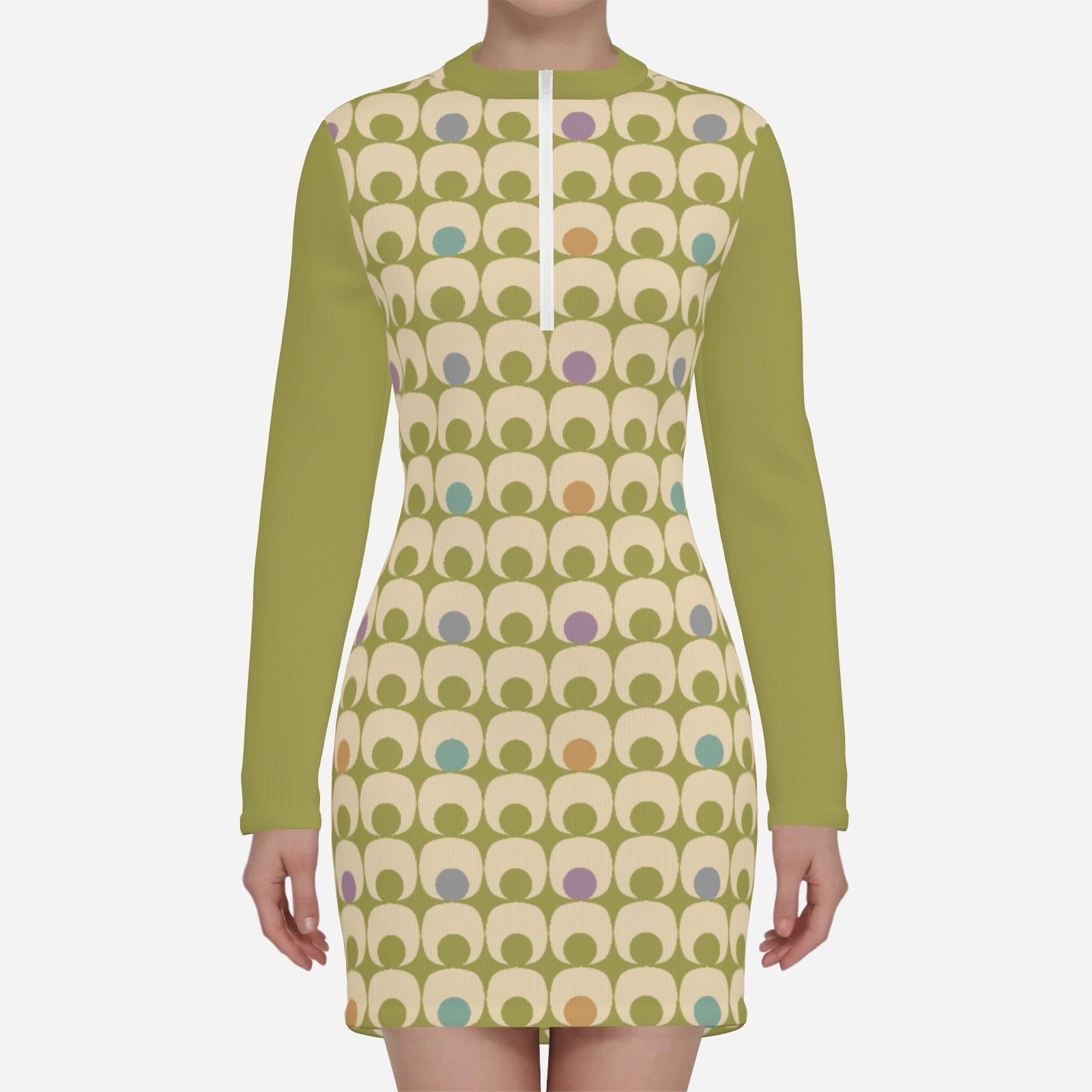 Mod Green 60s Dress Style | Vintage 60s Mini Dress | Geometric Retro GoGo Scuba Dress