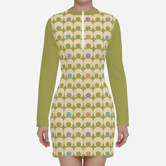 Mod Green 60s Dress Style | Vintage 60s Mini Dress | Geometric Retro GoGo Scuba Dress