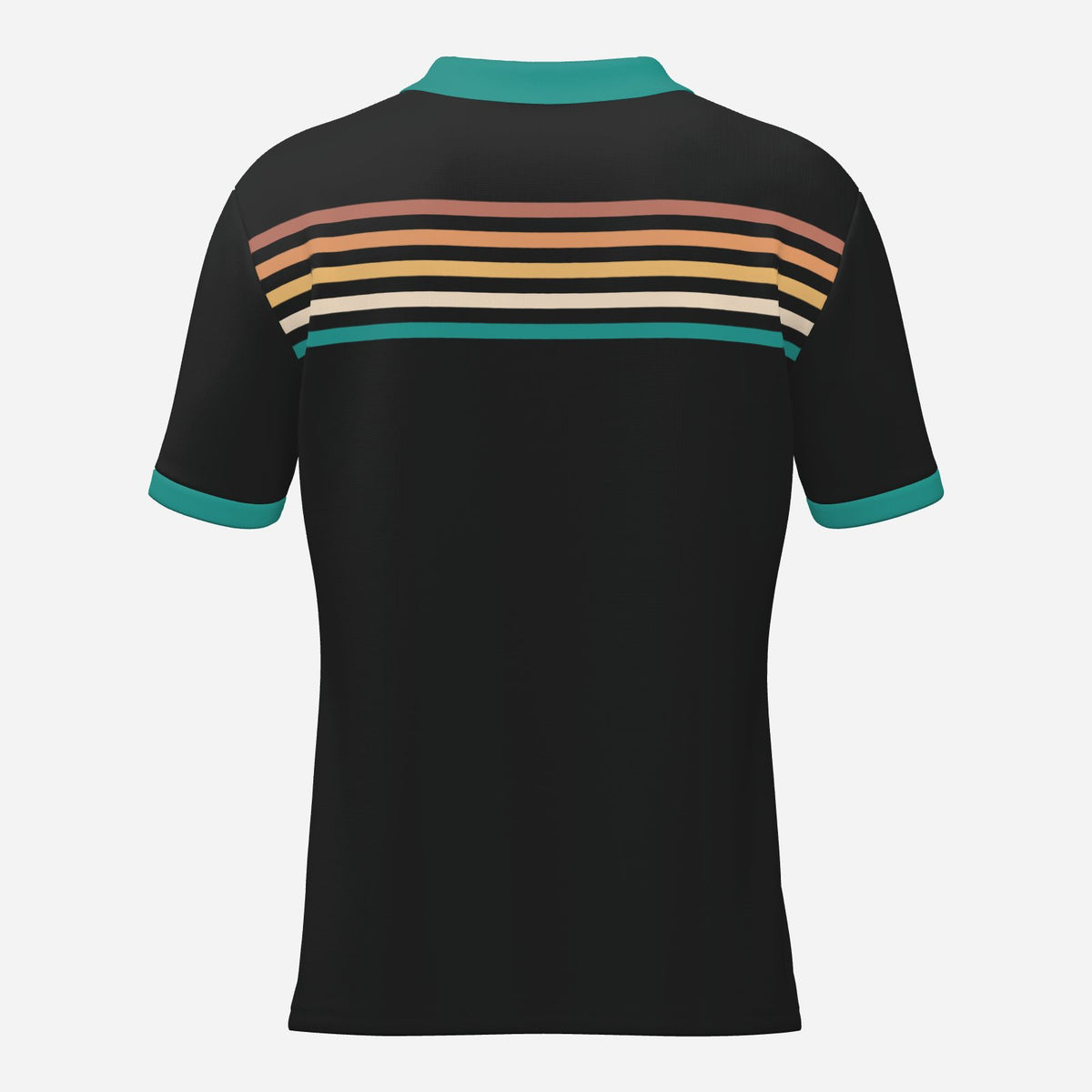 Retro Black Turquoise Stripe Polo Shirt Unisex UPF 50+ Sun Protection Vintage 70s Inspired Shirt