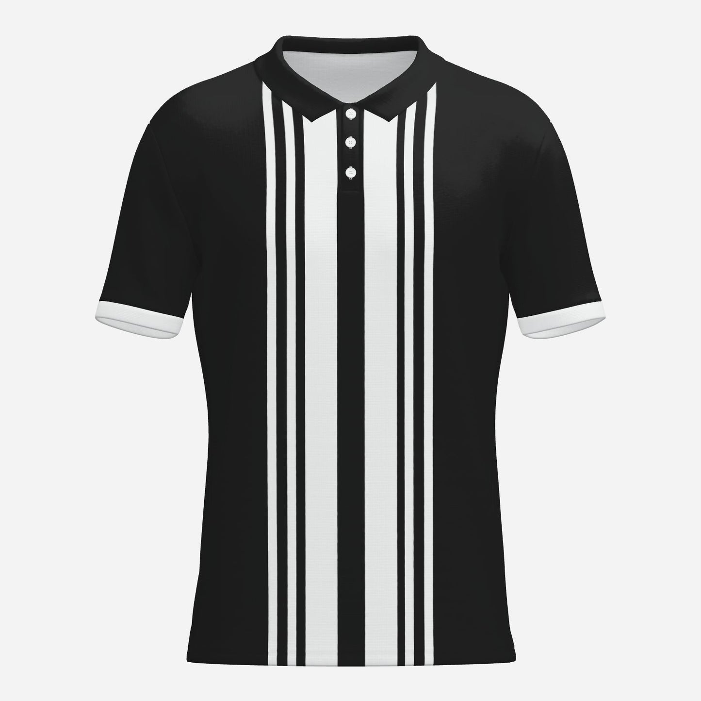 Retro Black Polo Shirt | UPF 50+ Sun Protection Unisex Polo | Vintage 60s Mod Golf Shirt | Black Stripe Polo