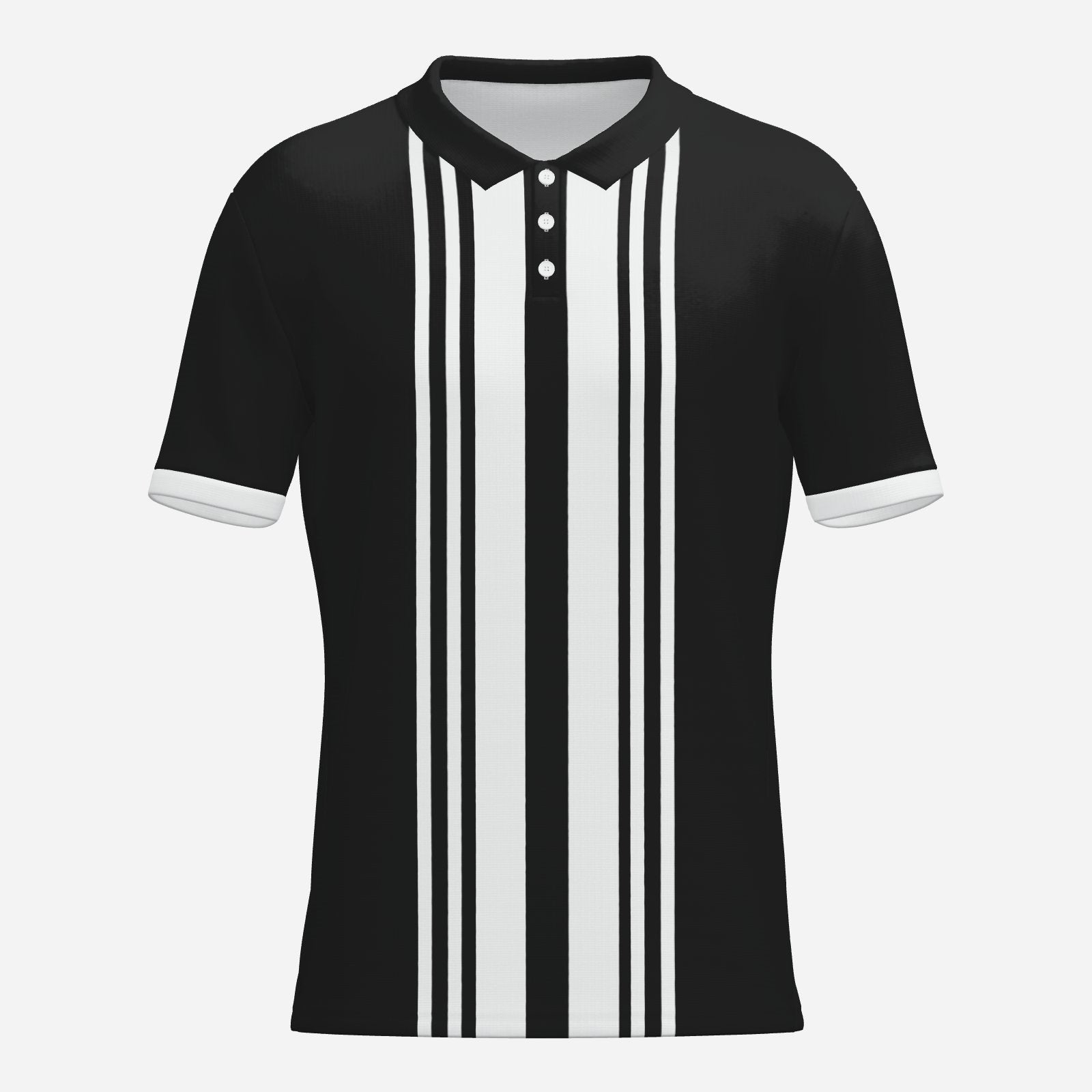 Retro Black Polo Shirt | UPF 50+ Sun Protection Unisex Polo | Vintage 60s Mod Golf Shirt | Black Stripe Polo
