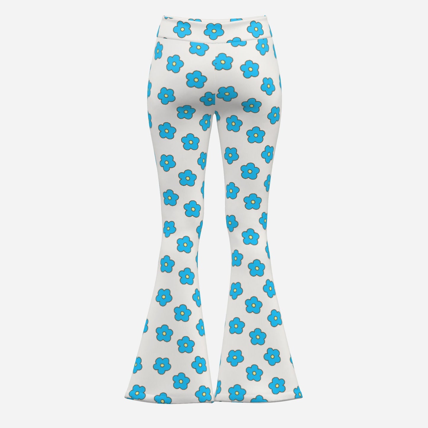 70s Turquoise Bell Bottom Pants | Retro Wide Leg Yoga Pants | Turquoise Floral Vintage Flare Leggings Women 
