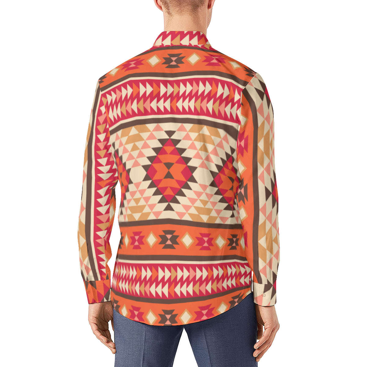 Western Shirt, Western Aztec Shirt, Aztec Graphic Shirt, Aztec patterns, Native American Shirt, Boho Shirt, Orange Bohemian Shirt
