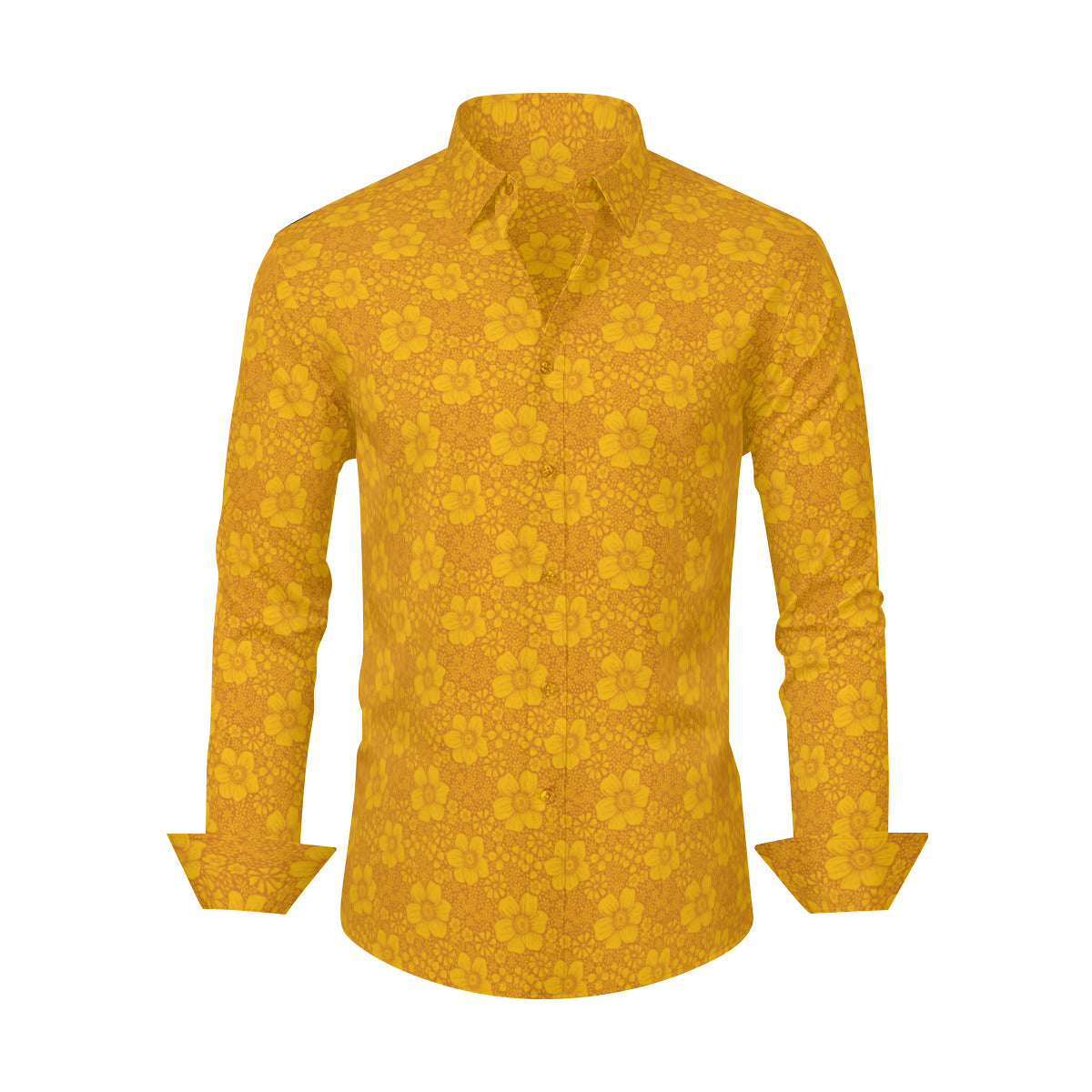 70s Shirt Style, Hippie Shirt Men, Floral Boho Shirt Men, Mustard Yellow Shirt Men, Mustard Yellow Top Men, Floral Yellow Shirt, Mustard Top