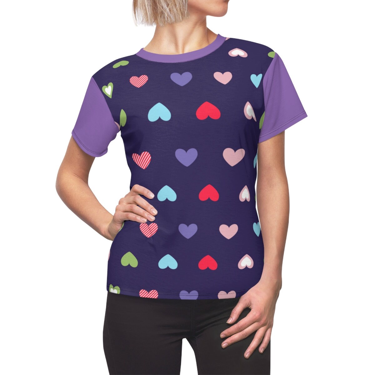 Made in USA, Heart T-shirt, Heart Print T-shirt, Red Heart T-shirt,Pink Heart T-shirt, Blue Heart Tshirt, Heart Print shirt, Heart Poka Dot