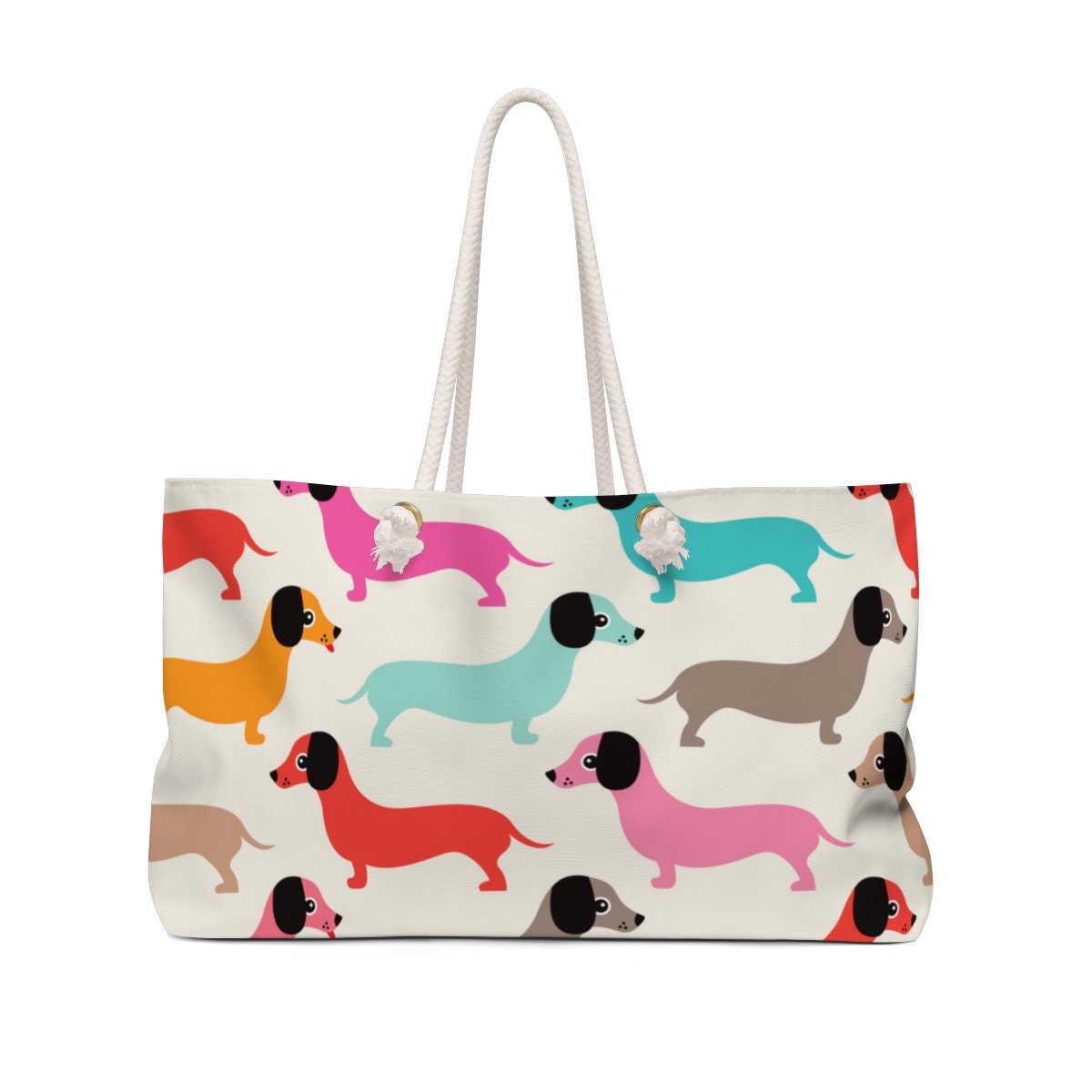 Dog Print Bag, Dog Beach Bags, Weekend Bag,Large Shopping bag,Dog pattern print bag,Gifts for her, Large Bag,Large Tote Bag,Wiener Dog Print