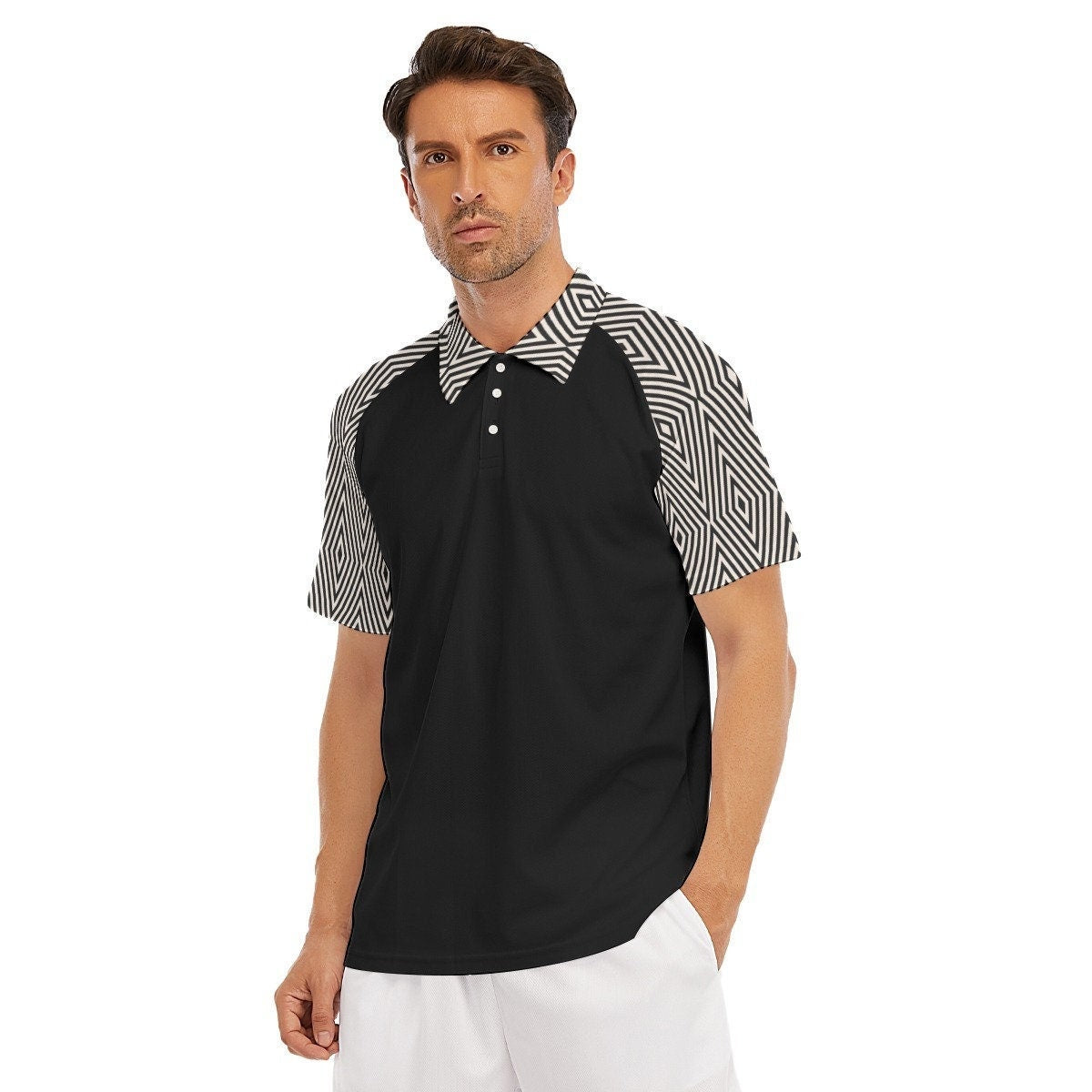 Polo, Polo noir, chemise Mod, chemise vintage pour hommes, chemise de style vintage pour hommes, chemise en tricot pour hommes, hauts pour hommes, chemise rétro, hauts des années 60