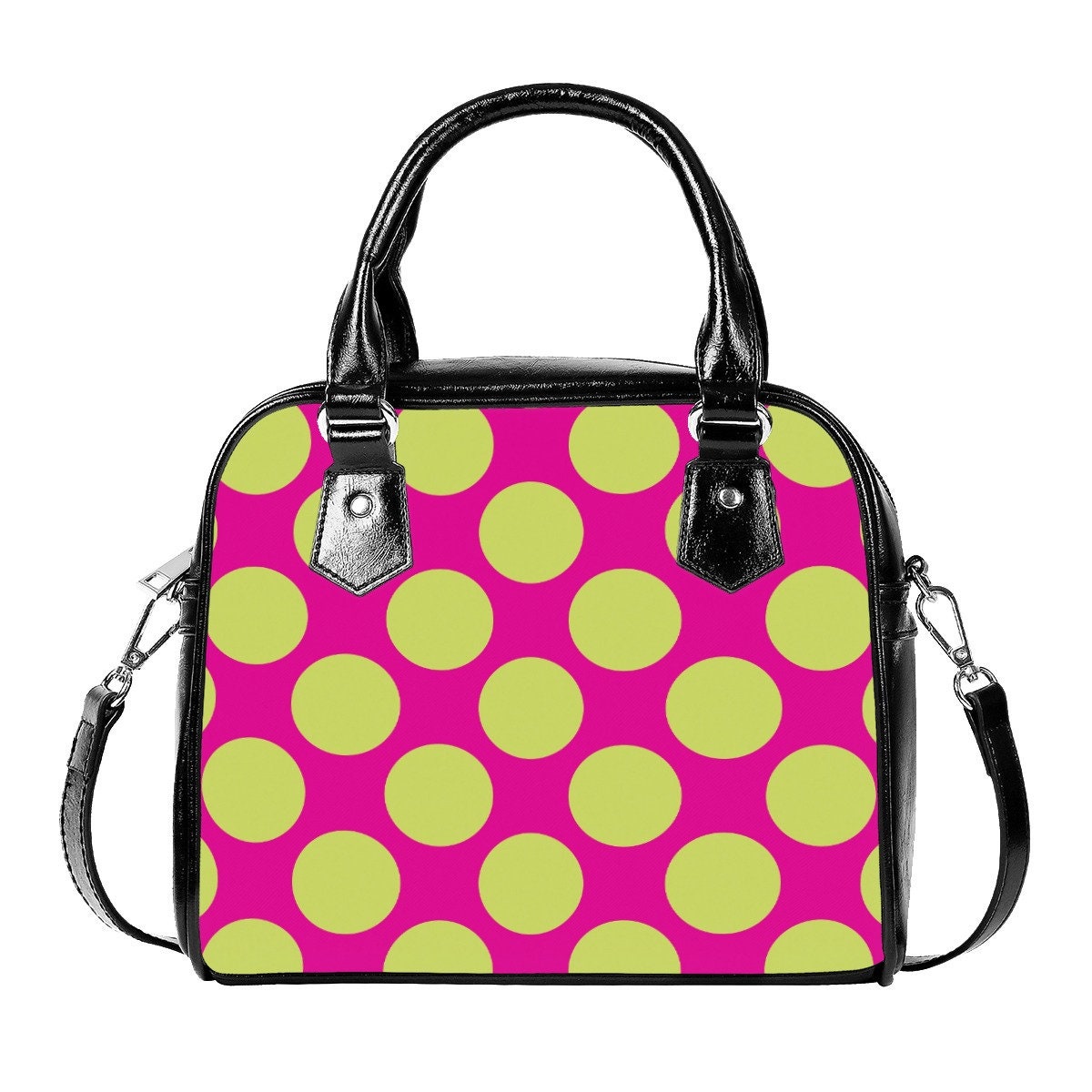 Polka Dot Handtasche, Pink Grün Polka Dot Handtasche, Retro Handtaschen, Retro Handtaschen für Frauen, Polka Dot Handtasche, Vintage Style Handtasche, Damentaschen