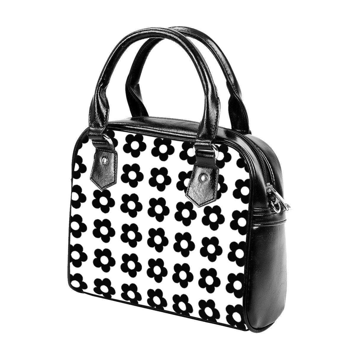 Retro Bag, Retro Handbag, Mod Black handbag, Mod 60s handbag, Women's handbags,Floral bag,Floral Purses, 60s style handbag,Vintage style bag