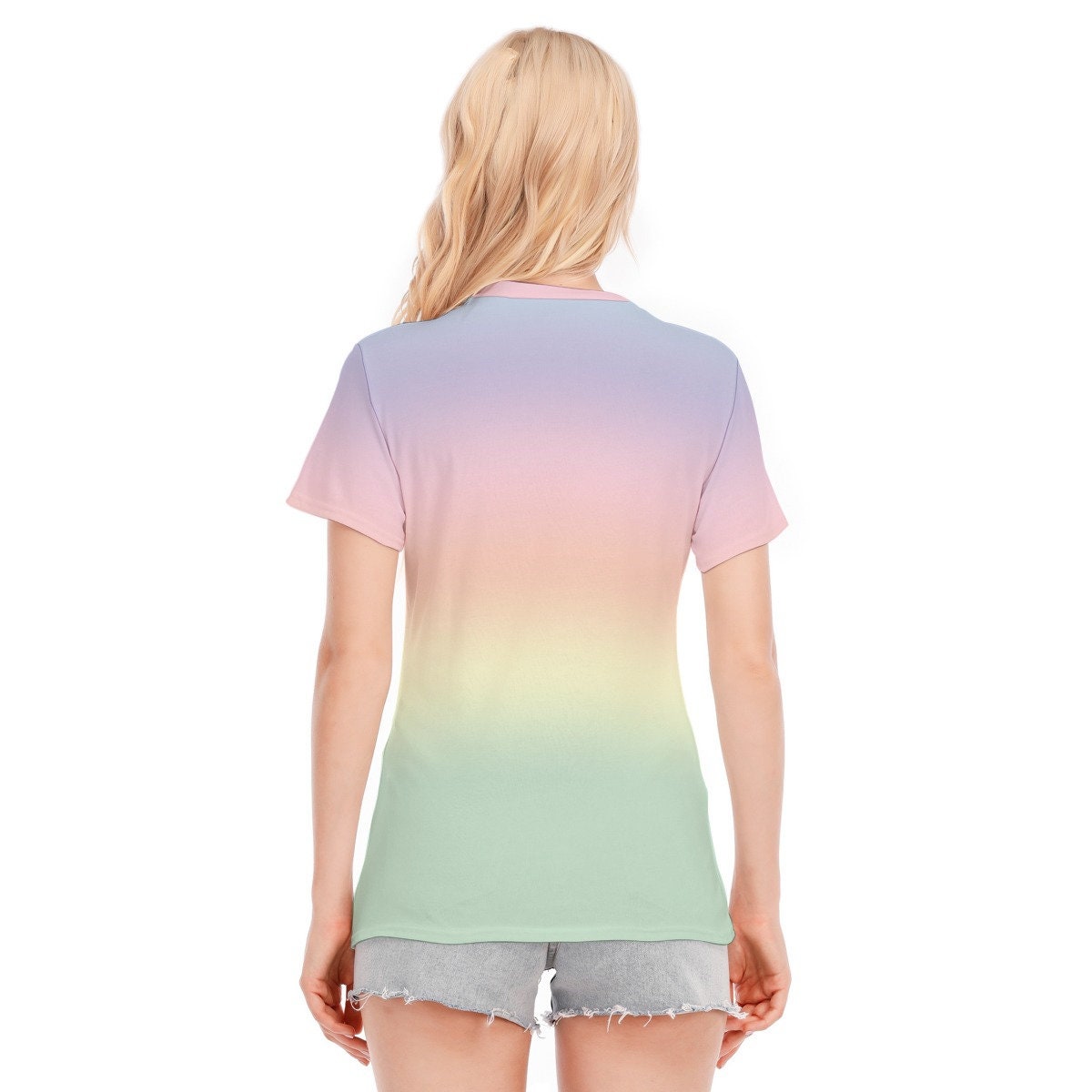 Ombre-Top, Regenbogen-Tops, Ombre-T-Shirt, Regenbogen-T-Shirt, Damen-T-Shirts, einzigartiges T-Shirt, Ombre-T-Shirt, abstraktes T-Shirt, künstlerisches T-Shirt