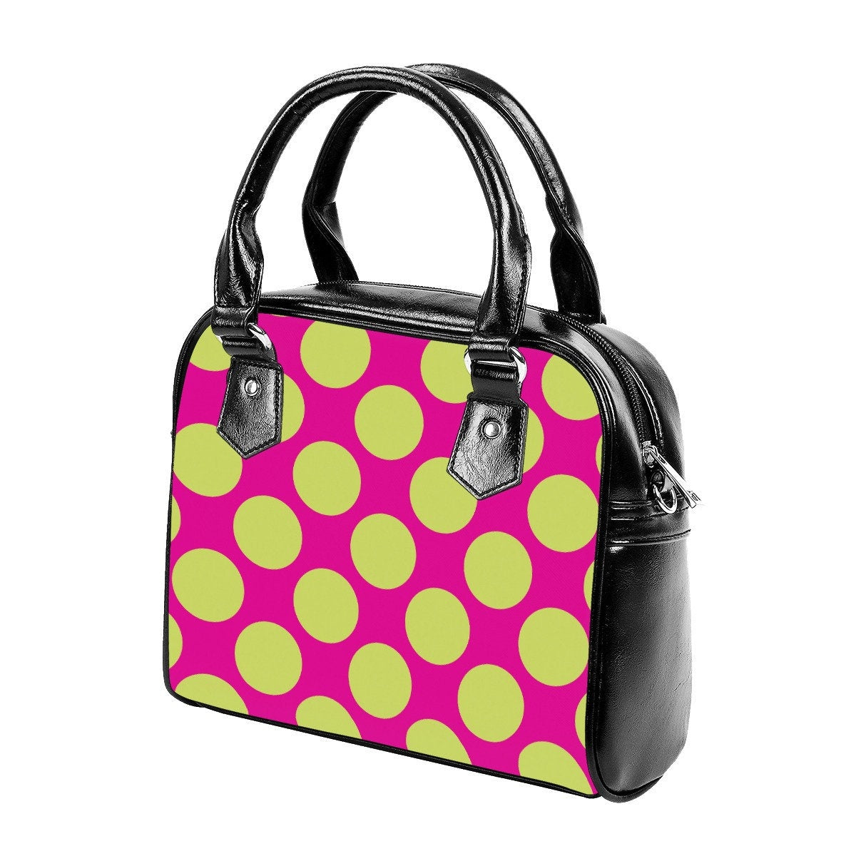 Polka Dot handbag, Pink Green Polka Dot Handbag,Retro handbags,Retro Handbags for women, Polka Dot Purse, Vintage Style Handbag, Womens bags