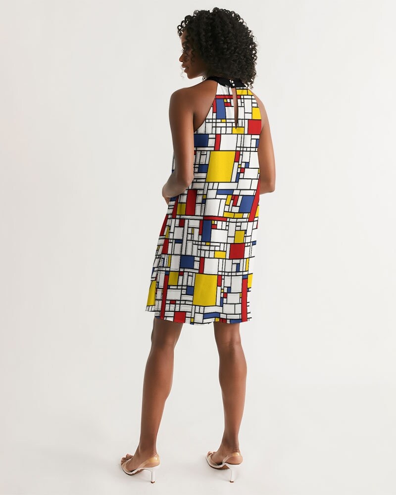 Mod Dress, Vintage Dress Style, Retro Dress, Mondrian Dress, Halter Dress,Geometric Dress, Mosaic Dress,Mosaic Dress, vintage inspired Dress