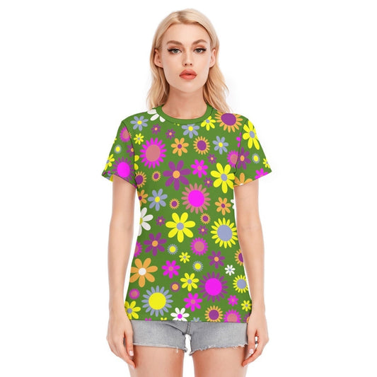 Mod-Top, Top im 60er-Jahre-Stil, Retro-Top, Damen-Tops, Damen-T-Shirts, Mod-T-Shirt, Blumen-T-Shirt, Mod-60er-T-Shirt, grünes T-Shirt, Vintage-Stil