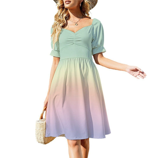 Mintgrünes Kleid, Babydoll-Kleid, Retro-Kleid, Ombre-Kleid, Regenbogenkleid, Retro-Stil-Kleid, Pinup-Kleid, Vintage-inspiriertes Kleid, 50er-Jahre-Stil