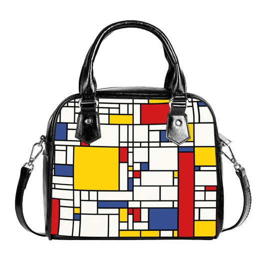 Mod-Handtasche, Vintage-Stil-Tasche, Mondrian-Print-Handtasche, Mod 60er-Jahre-Print, Mod-Mosaik-Print, geometrische Handtasche, Vintage-inspirierte Handtasche