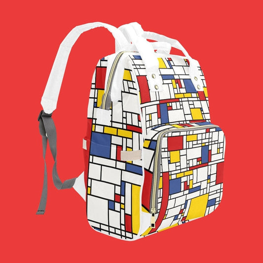 Unisex-Rucksack, Damenrucksack, Mondrian-Rucksack, Damentaschen, Retro-inspirierter Rucksack, Tasche im 60er-Jahre-Stil, Rucksack im Vintage-Stil, Modetasche